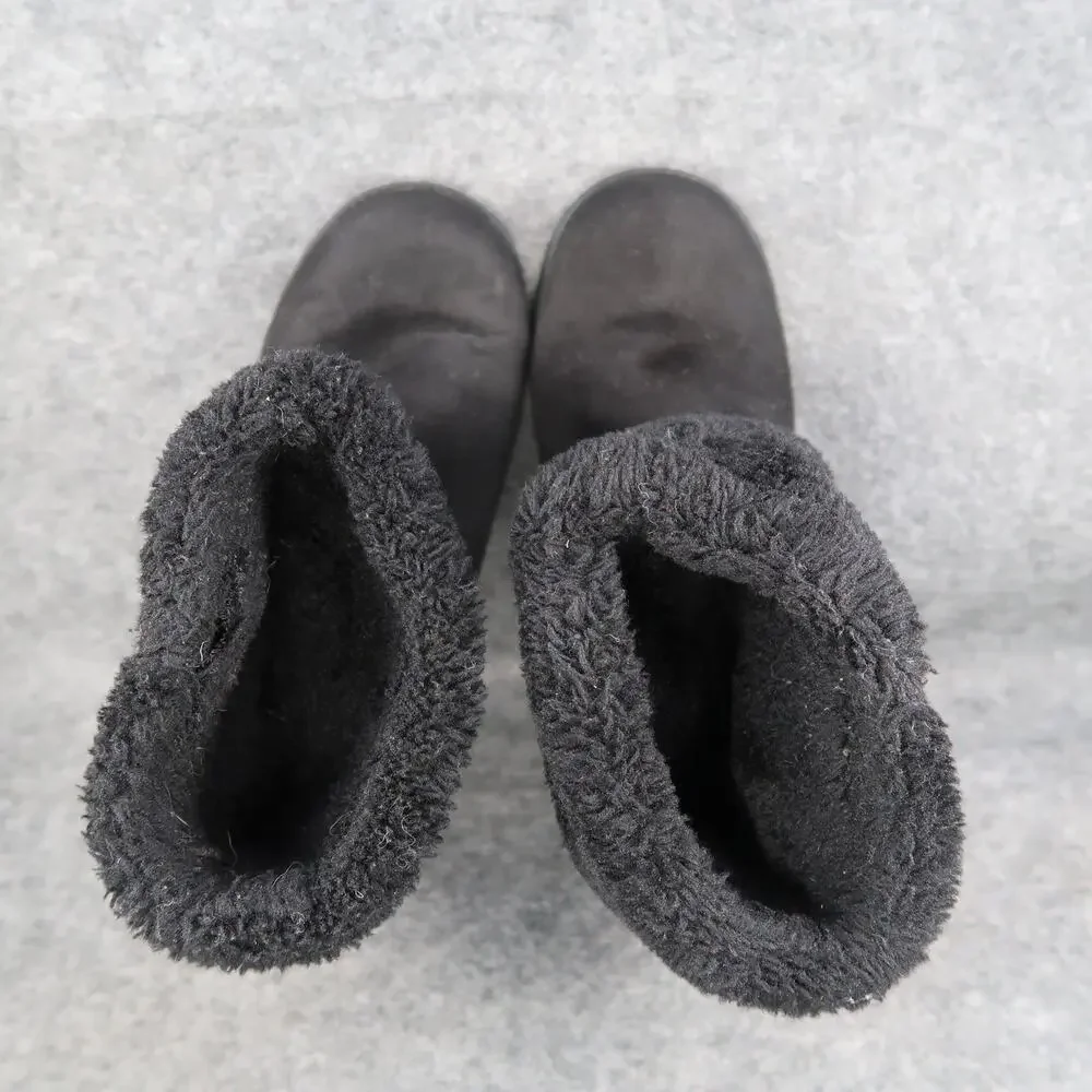 Guess Shoes Women 6 Boots Shearling Style Pull On Fashion Winter Warm Black Logo